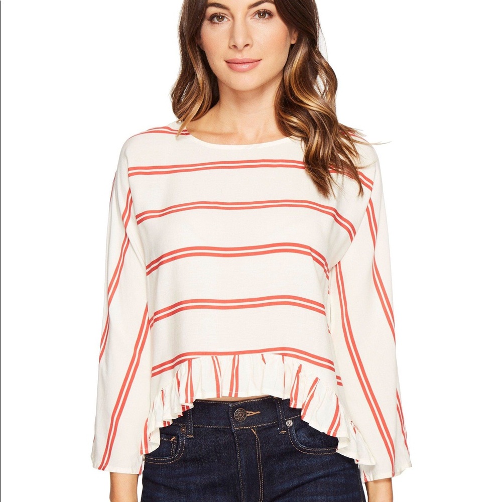 NWT CATHERINE MALANDRINO top Fennel Stripe Red